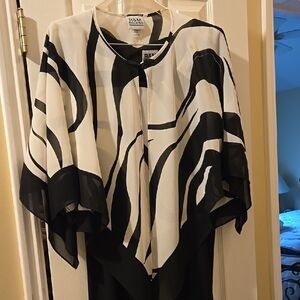 R&K Originals Black and White Poncho Top